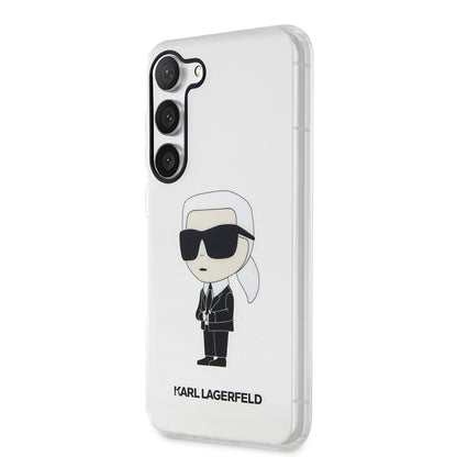 Deksel for Samsung Galaxy S23+ S916, Karl Lagerfeld, Ikonik Karl, Gjennomsiktig