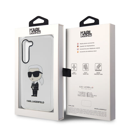 Deksel for Samsung Galaxy S23+ S916, Karl Lagerfeld, Ikonik Karl, Gjennomsiktig