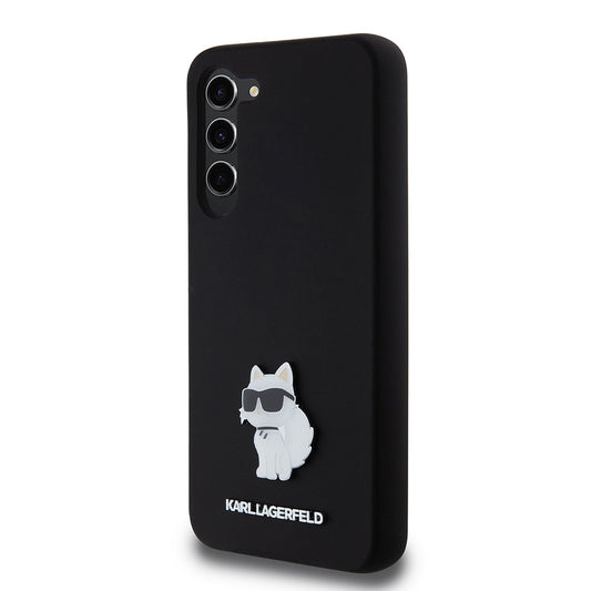 Deksel for Samsung Galaxy S23+ S916, Karl Lagerfeld, Silicone Choupette Metal, Svart