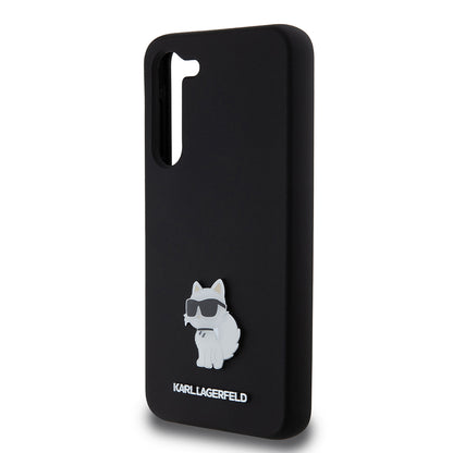 Deksel for Samsung Galaxy S23+ S916, Karl Lagerfeld, Silicone Choupette Metal, Svart