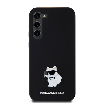 Deksel for Samsung Galaxy S23+ S916, Karl Lagerfeld, Silicone Choupette Metal, Svart