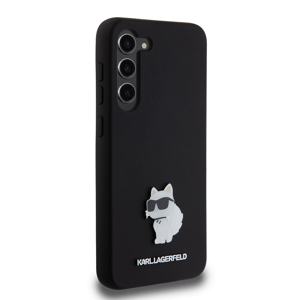 Deksel for Samsung Galaxy S23+ S916, Karl Lagerfeld, Silicone Choupette Metal, Svart