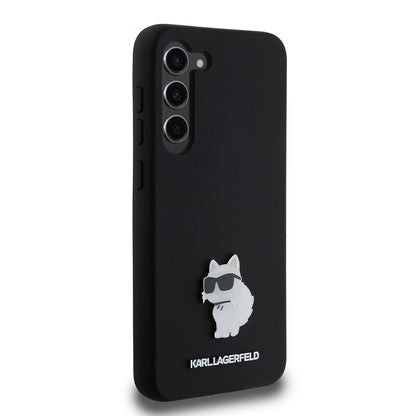 Deksel for Samsung Galaxy S23+ S916, Karl Lagerfeld, Silicone Choupette Metal, Svart