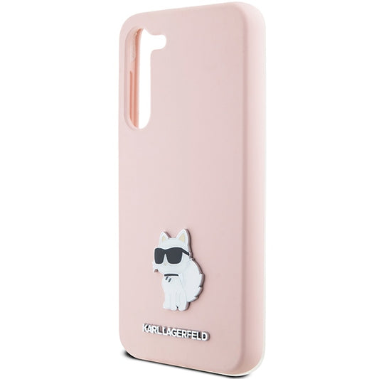 Deksel for Samsung Galaxy S23+ S916, Karl Lagerfeld, Silicone Choupette Metal, Rosa