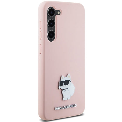 Deksel for Samsung Galaxy S23+ S916, Karl Lagerfeld, Silicone Choupette Metal, Rosa