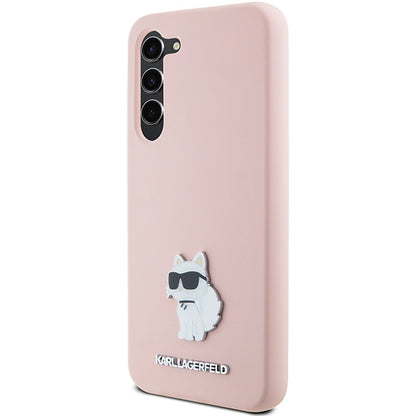 Deksel for Samsung Galaxy S23+ S916, Karl Lagerfeld, Silicone Choupette Metal, Rosa