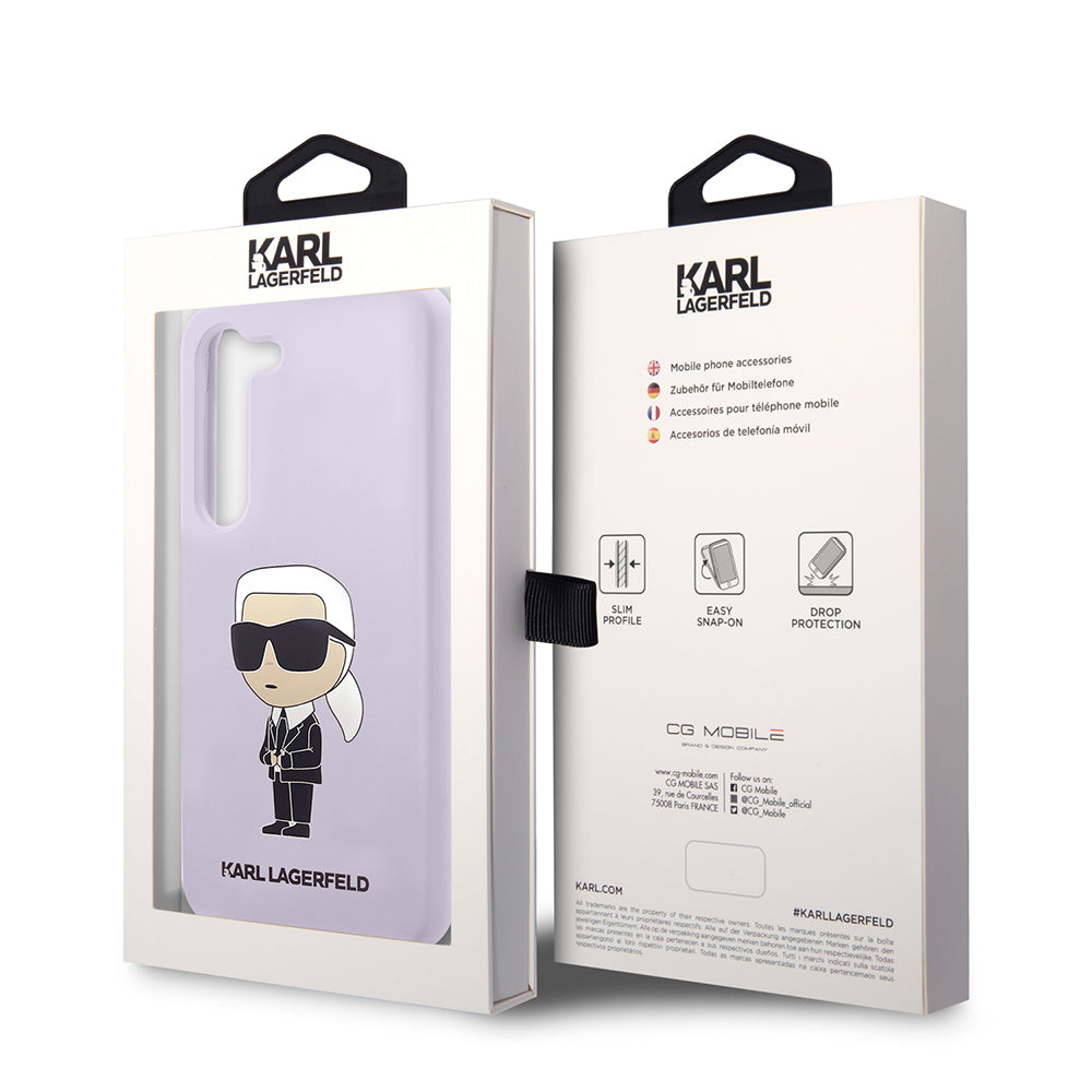 Deksel for Samsung Galaxy S23+ S916, Karl Lagerfeld, Silicone Ikonik Karl, Lilla