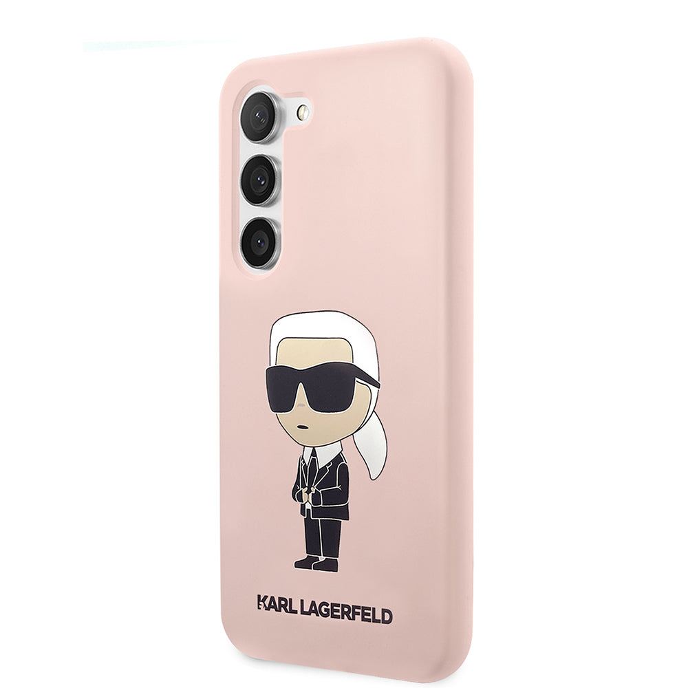 Deksel for Samsung Galaxy S23+ S916, Karl Lagerfeld, Silicone Ikonik Karl, Rosa