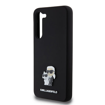 Deksel for Samsung Galaxy S23+ S916, Karl Lagerfeld, Silicone Karl & Choupette Metal, Svart