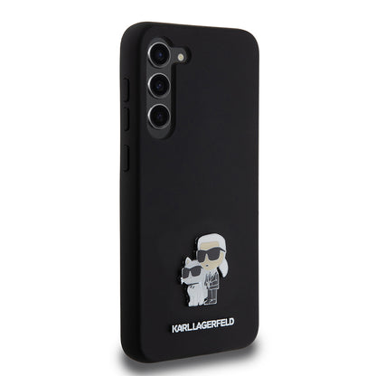 Deksel for Samsung Galaxy S23+ S916, Karl Lagerfeld, Silicone Karl & Choupette Metal, Svart