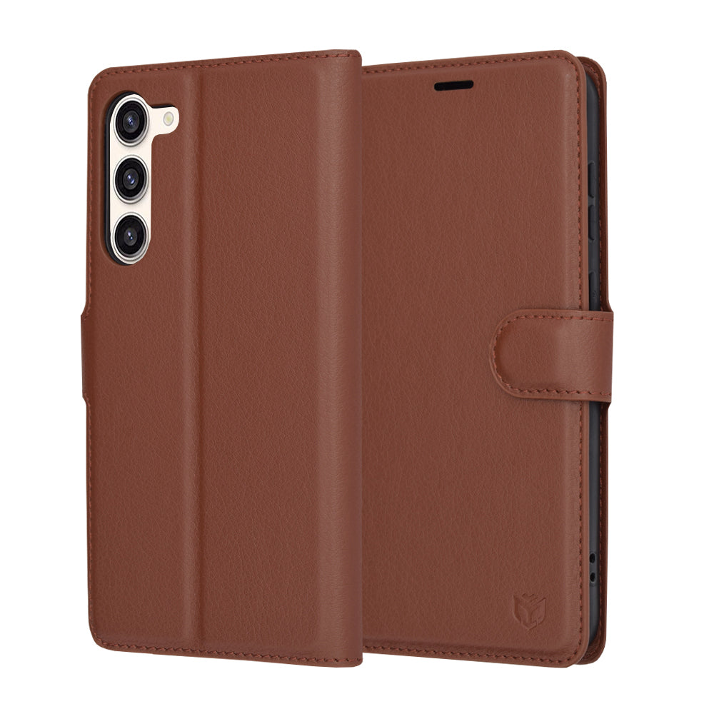 Deksel for Samsung Galaxy S23+ S916, Techsuit, Leather Folio, Brun