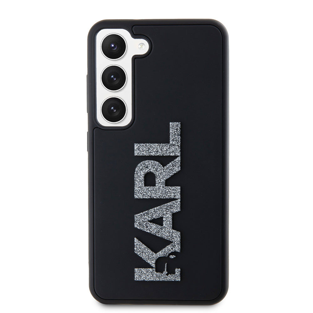 Deksel for Samsung Galaxy S23 S911, Karl Lagerfeld, 3D Rubber Glitter Logo, Svart