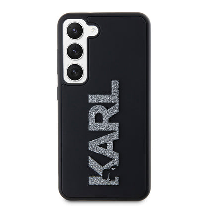 Deksel for Samsung Galaxy S23 S911, Karl Lagerfeld, 3D Rubber Glitter Logo, Svart