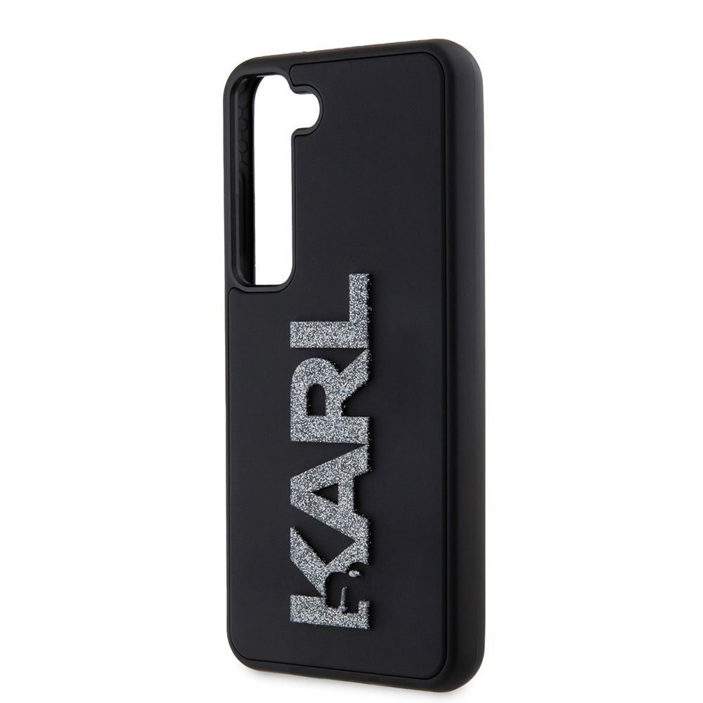 Deksel for Samsung Galaxy S23 S911, Karl Lagerfeld, 3D Rubber Glitter Logo, Svart