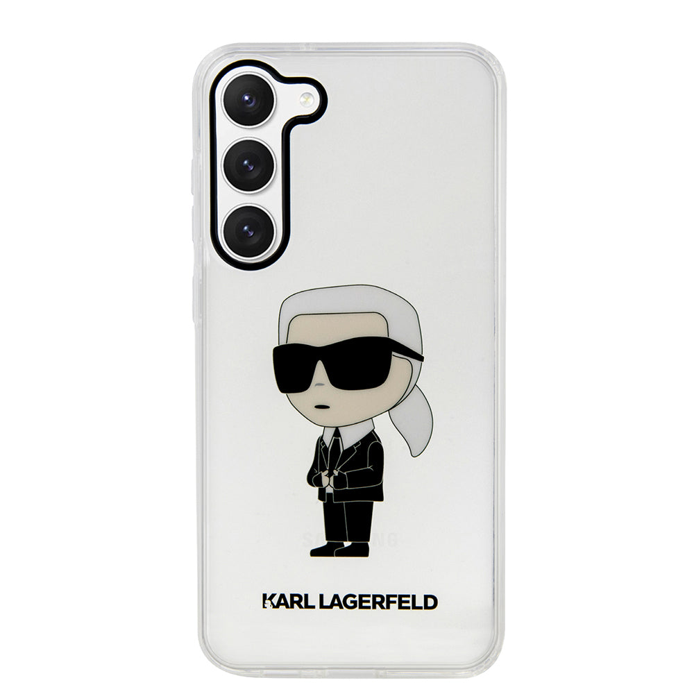 Deksel for Samsung Galaxy S23 S911, Karl Lagerfeld, Ikonik Karl, Gjennomsiktig