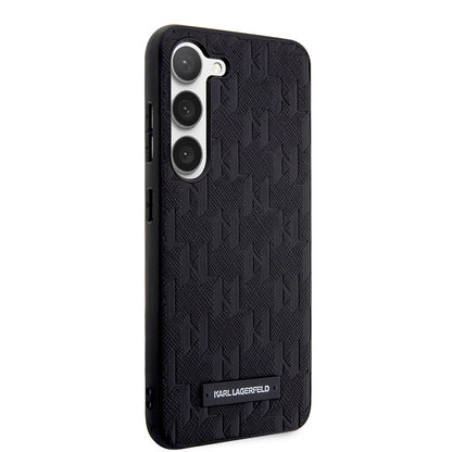 Deksel for Samsung Galaxy S23 S911, Karl Lagerfeld, Saffiano Monogram Metal Logo, Svart