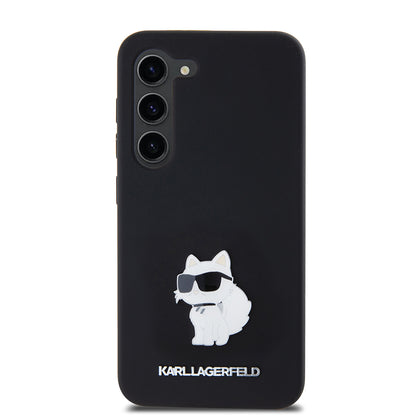 Deksel for Samsung Galaxy S23 S911, Karl Lagerfeld, Silicone Choupette Metal, Svart