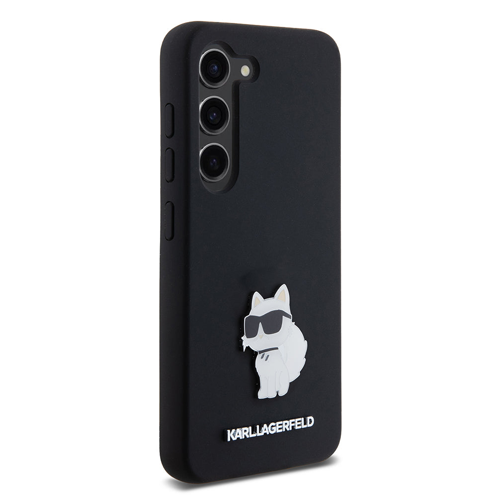 Deksel for Samsung Galaxy S23 S911, Karl Lagerfeld, Silicone Choupette Metal, Svart