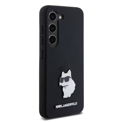 Deksel for Samsung Galaxy S23 S911, Karl Lagerfeld, Silicone Choupette Metal, Svart