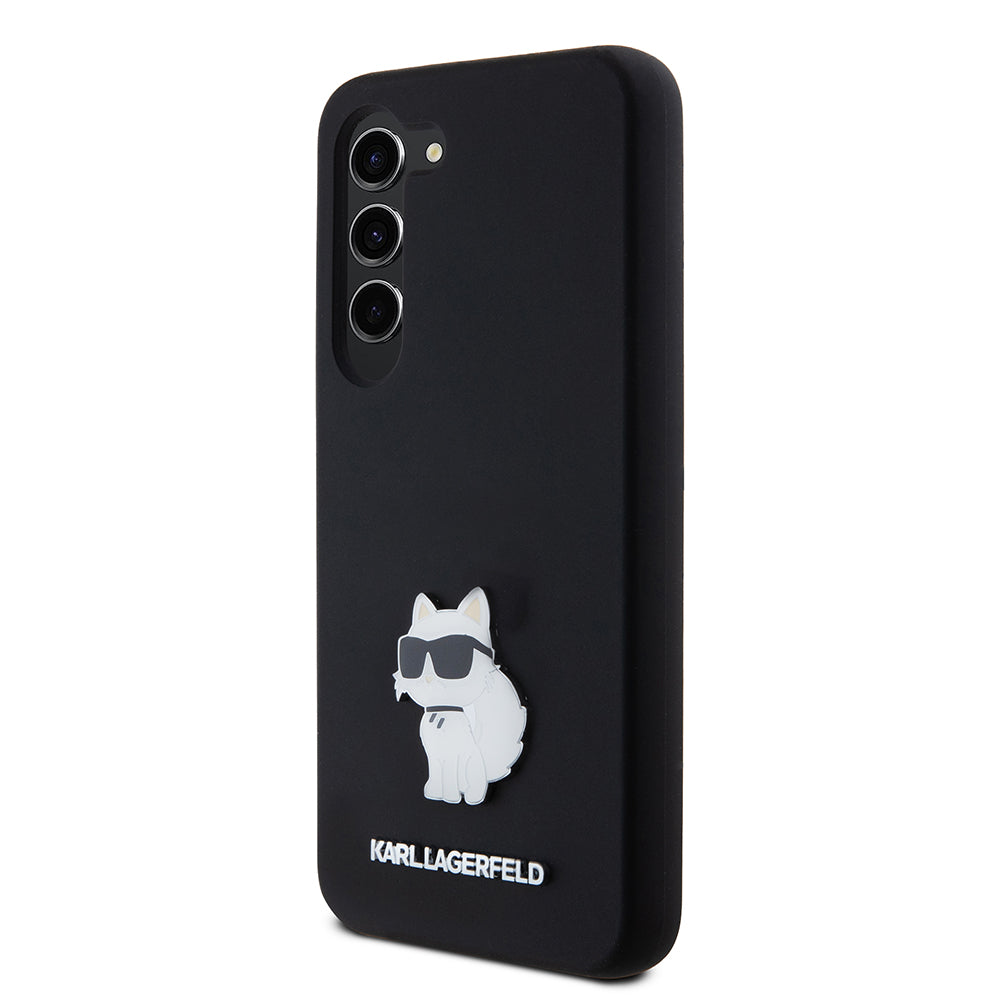 Deksel for Samsung Galaxy S23 S911, Karl Lagerfeld, Silicone Choupette Metal, Svart