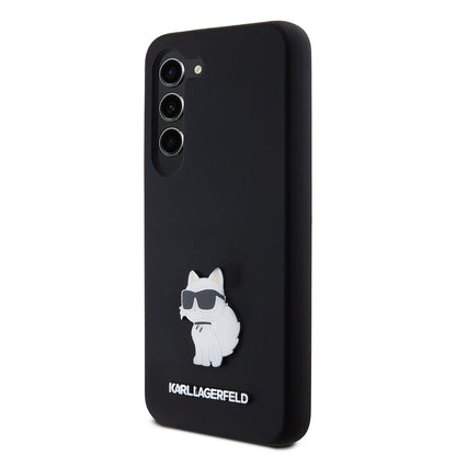 Deksel for Samsung Galaxy S23 S911, Karl Lagerfeld, Silicone Choupette Metal, Svart