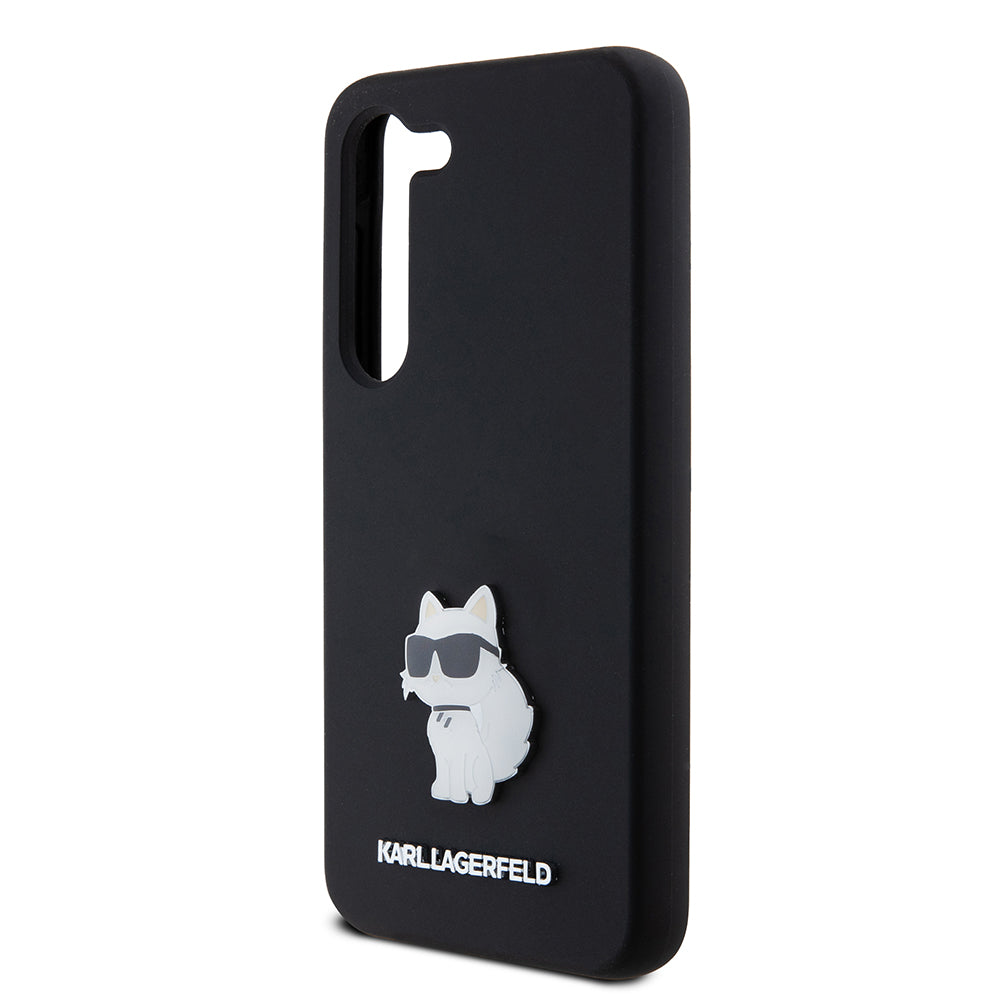Deksel for Samsung Galaxy S23 S911, Karl Lagerfeld, Silicone Choupette Metal, Svart