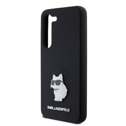 Deksel for Samsung Galaxy S23 S911, Karl Lagerfeld, Silicone Choupette Metal, Svart