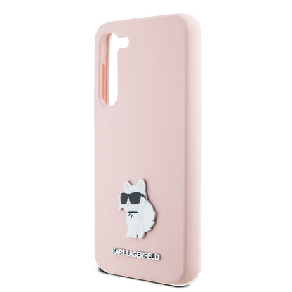 Deksel for Samsung Galaxy S23 S911, Karl Lagerfeld, Silicone Choupette Metal, Rosa