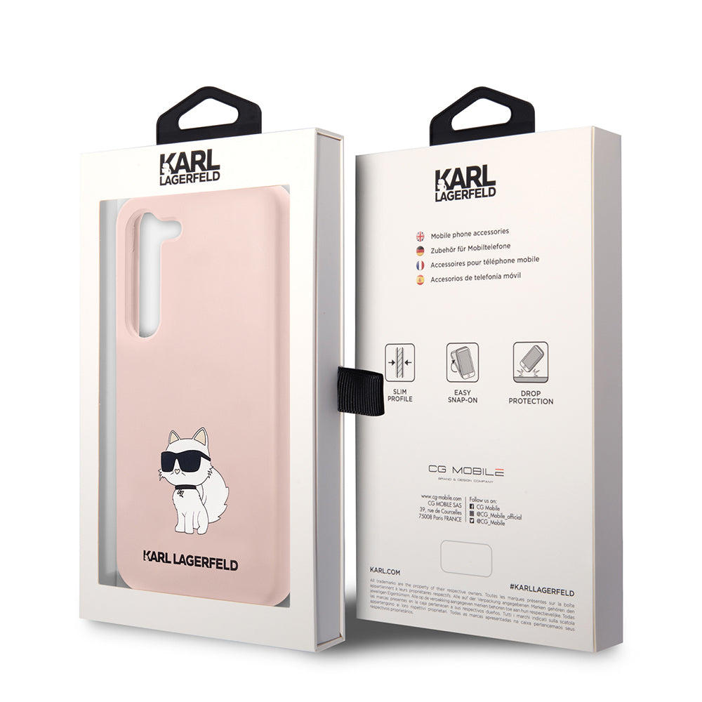 Deksel for Samsung Galaxy S23 S911, Karl Lagerfeld, Silicone Choupette, Rosa