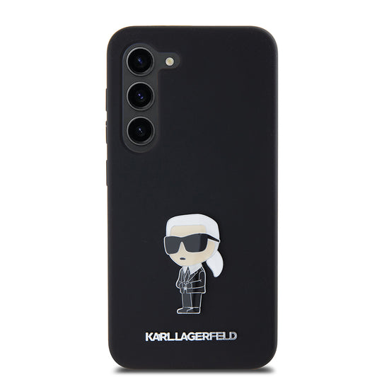 Deksel for Samsung Galaxy S23 S911, Karl Lagerfeld, Silicone Ikonik Karl Metal, Svart