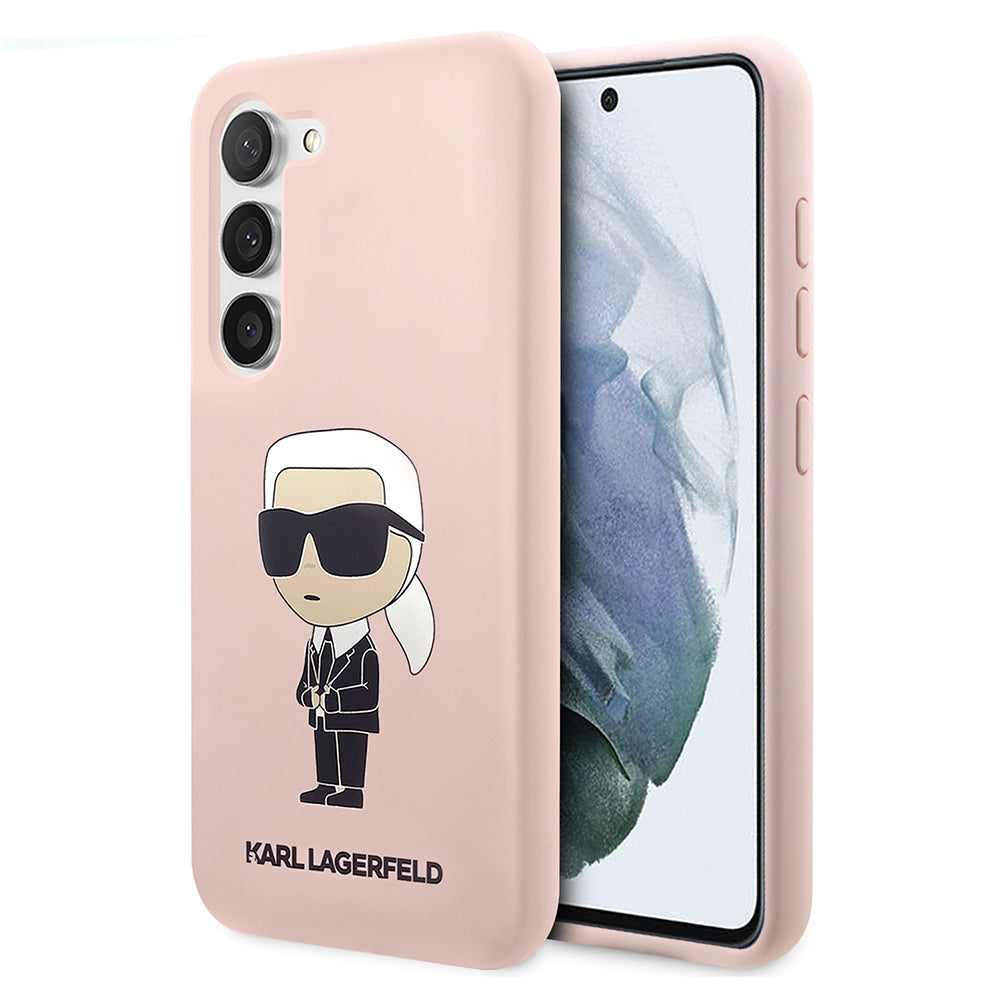Deksel for Samsung Galaxy S23 S911, Karl Lagerfeld, Silicone Ikonik Karl, Rosa