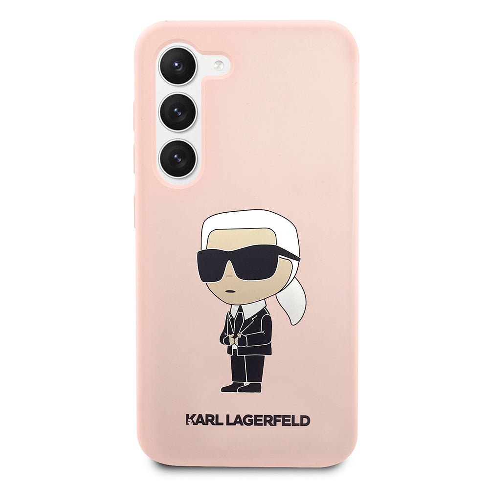 Deksel for Samsung Galaxy S23 S911, Karl Lagerfeld, Silicone Ikonik Karl, Rosa