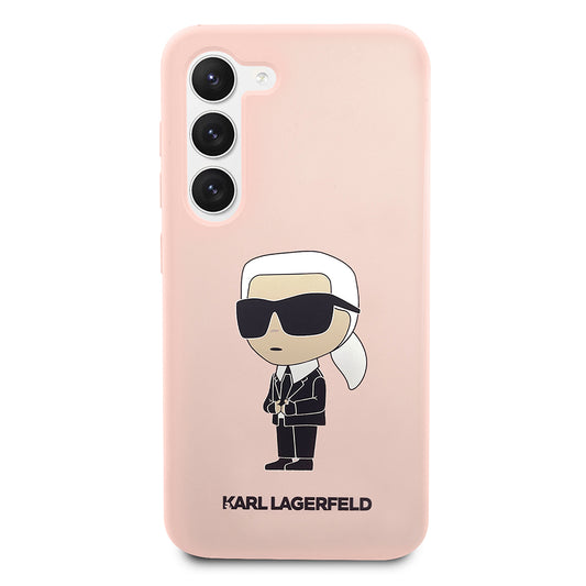 Deksel for Samsung Galaxy S23 S911, Karl Lagerfeld, Silicone Ikonik Karl, Rosa