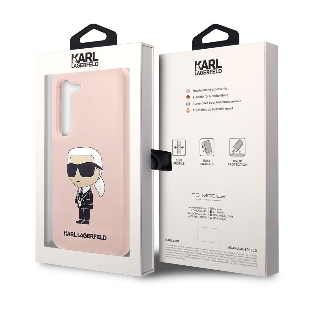 Deksel for Samsung Galaxy S23 S911, Karl Lagerfeld, Silicone Ikonik Karl, Rosa