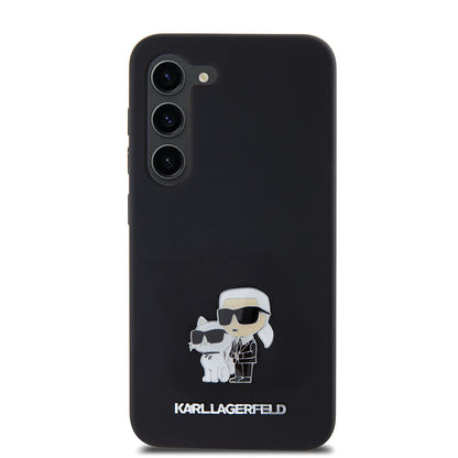 Deksel for Samsung Galaxy S23 S911, Karl Lagerfeld, Silicone Karl & Choupette Metal, Svart