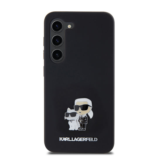Deksel for Samsung Galaxy S23 S911, Karl Lagerfeld, Silicone Karl & Choupette Metal, Svart