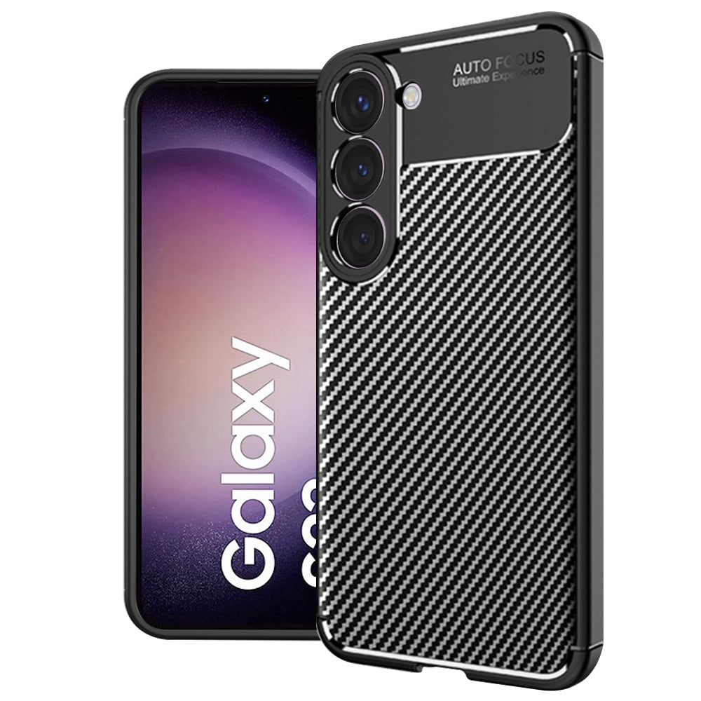 Deksel for Samsung Galaxy S23 S911, Techsuit, CarbonFiber, Svart