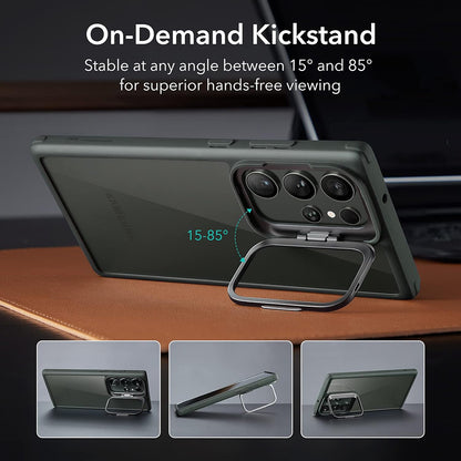 Deksel for Samsung Galaxy S23 Ultra S918, ESR, Classic Kickstand, Gjennomsiktig Grønn