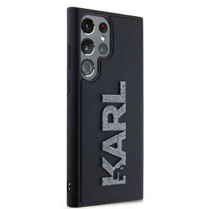 Deksel for Samsung Galaxy S23 Ultra S918, Karl Lagerfeld, 3D Rubber Glitter Logo, Svart