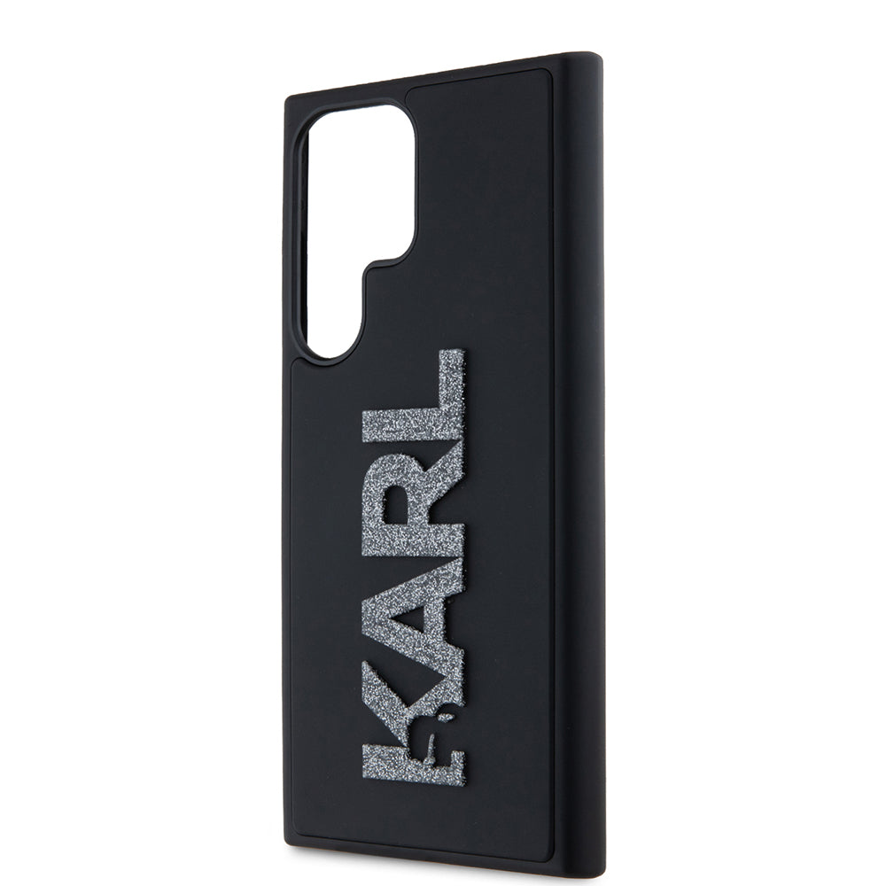 Deksel for Samsung Galaxy S23 Ultra S918, Karl Lagerfeld, 3D Rubber Glitter Logo, Svart