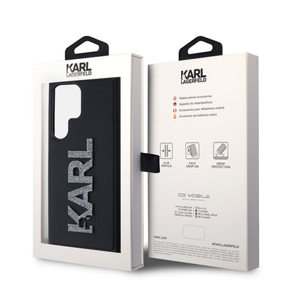 Deksel for Samsung Galaxy S23 Ultra S918, Karl Lagerfeld, 3D Rubber Glitter Logo, Svart