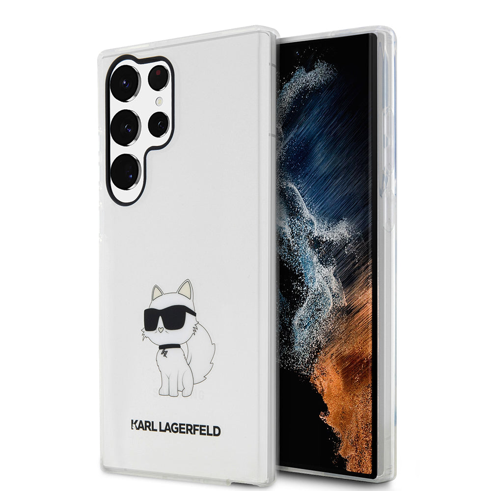 Deksel for Samsung Galaxy S23 Ultra S918, Karl Lagerfeld, Ikonik Choupette, Gjennomsiktig