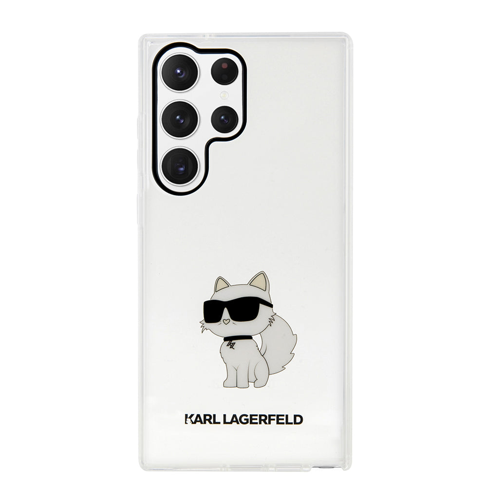Deksel for Samsung Galaxy S23 Ultra S918, Karl Lagerfeld, Ikonik Choupette, Gjennomsiktig