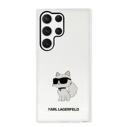 Deksel for Samsung Galaxy S23 Ultra S918, Karl Lagerfeld, Ikonik Choupette, Gjennomsiktig