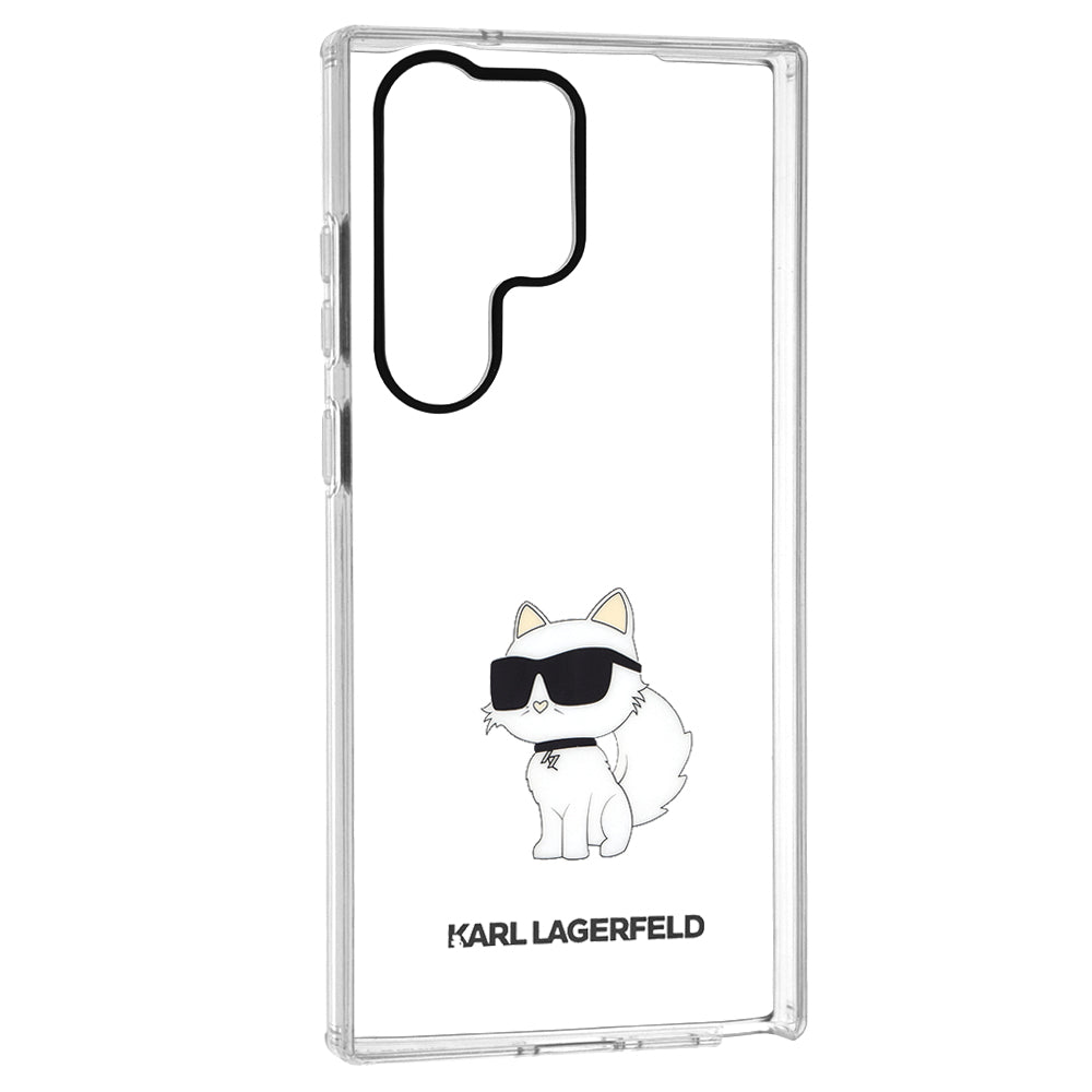 Deksel for Samsung Galaxy S23 Ultra S918, Karl Lagerfeld, Ikonik Choupette, Gjennomsiktig