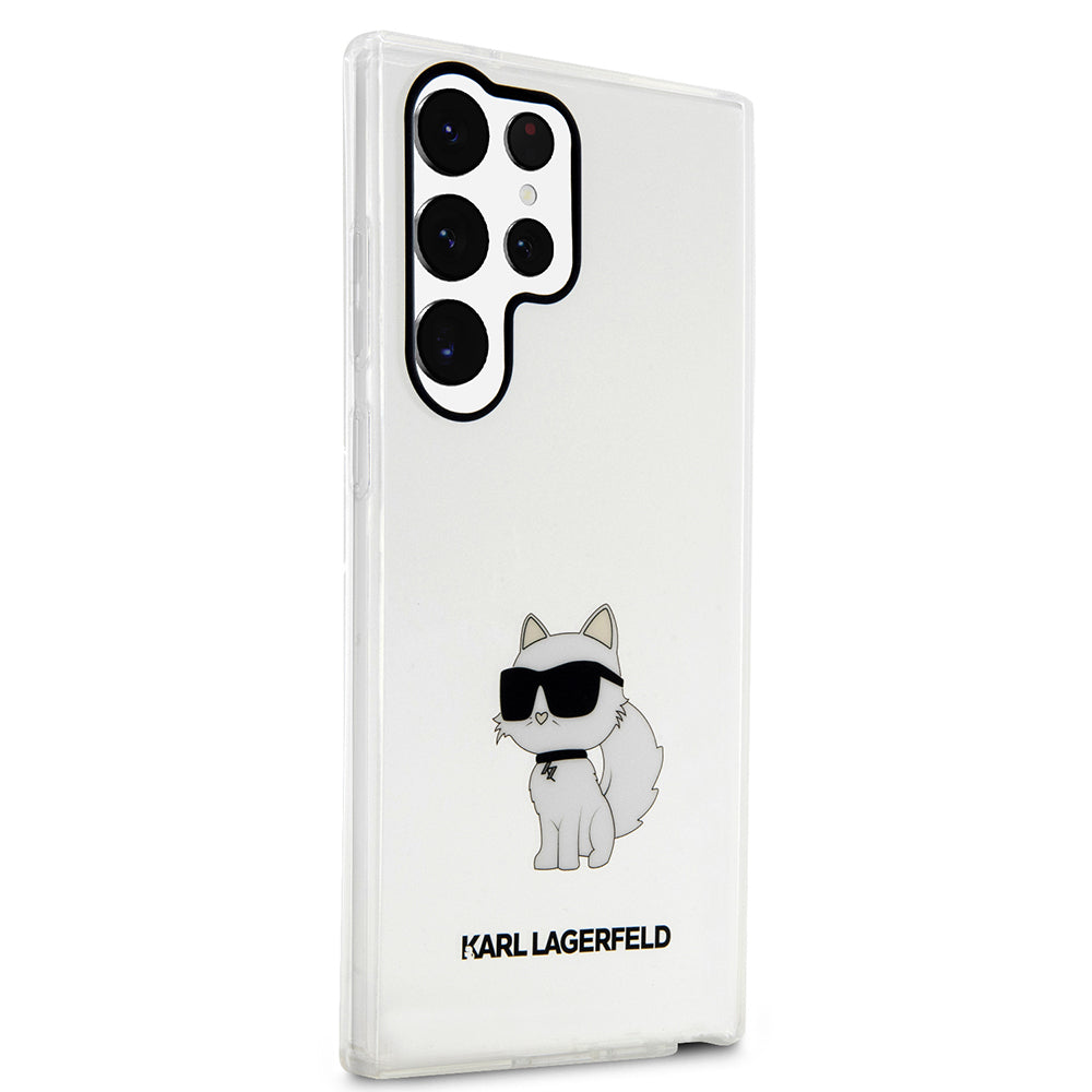 Deksel for Samsung Galaxy S23 Ultra S918, Karl Lagerfeld, Ikonik Choupette, Gjennomsiktig