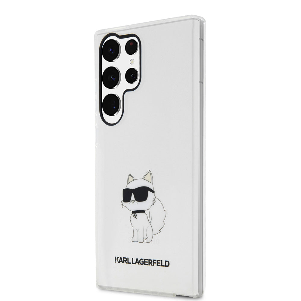 Deksel for Samsung Galaxy S23 Ultra S918, Karl Lagerfeld, Ikonik Choupette, Gjennomsiktig