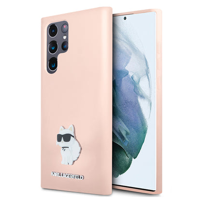 Deksel for Samsung Galaxy S23 Ultra S918, Karl Lagerfeld, Silicone Choupeete Metal, Rosa