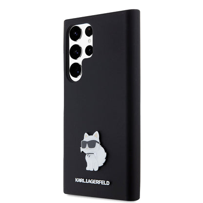 Deksel for Samsung Galaxy S23 Ultra S918, Karl Lagerfeld, Silicone Choupette, Svart
