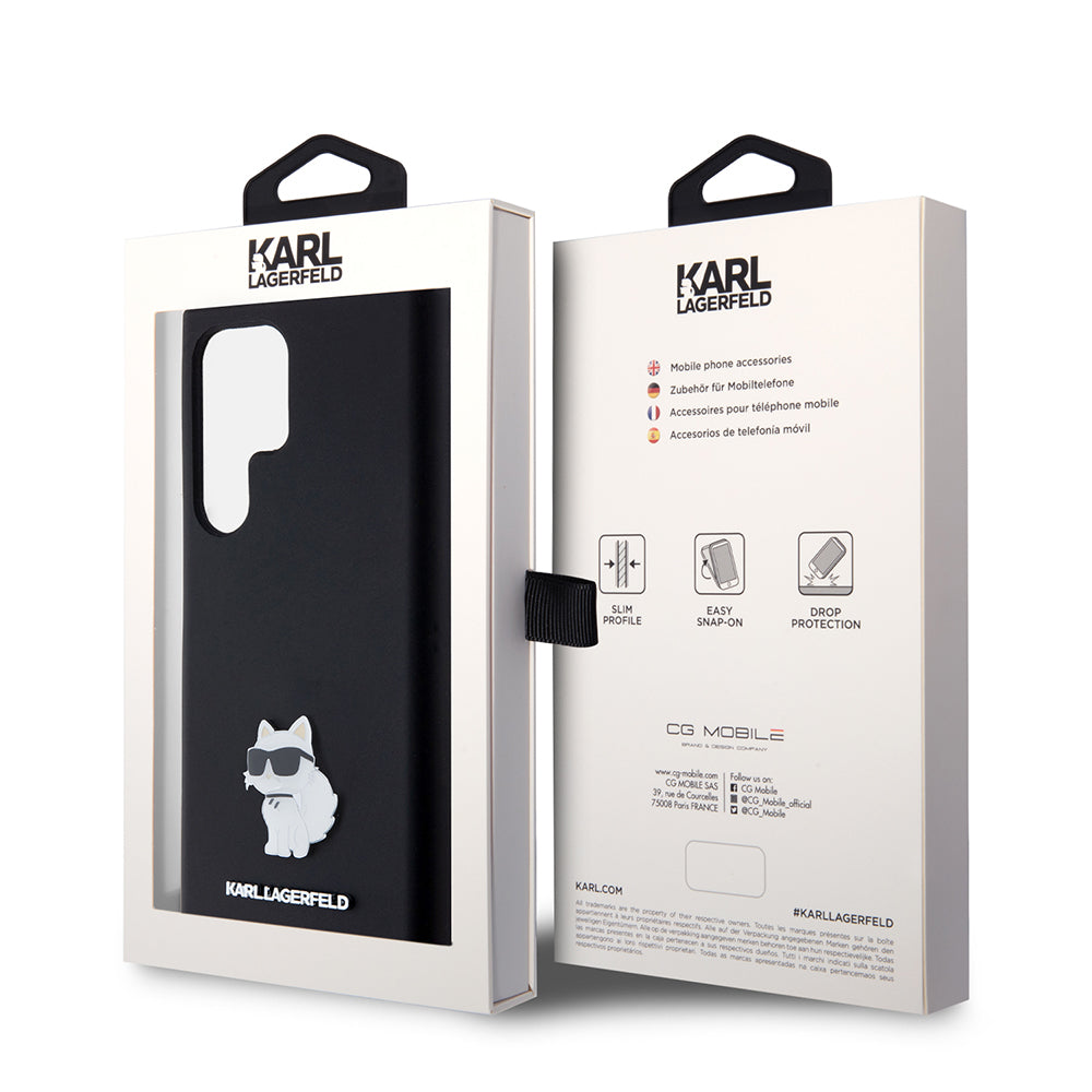 Deksel for Samsung Galaxy S23 Ultra S918, Karl Lagerfeld, Silicone Choupette, Svart